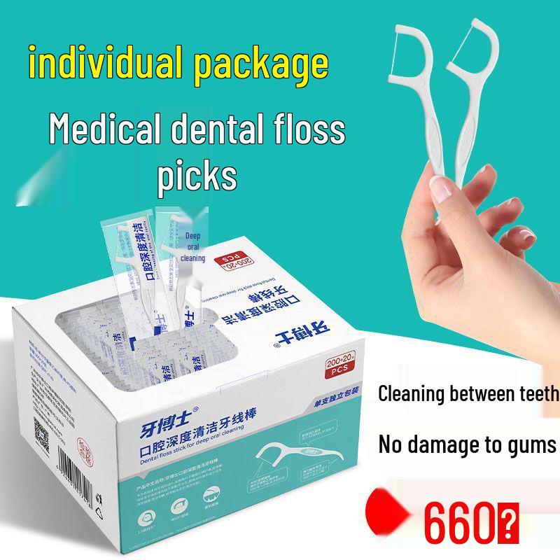 Dr. Ya High-Tension Super Fine Floss Picks - Individually Wrapped, Convenient, Disposable Toothpicks for Adults
