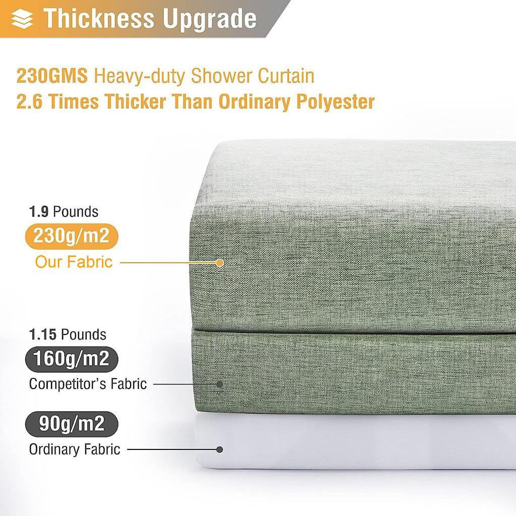 Luxusní plátěný sprchový závěs se stříbrnými kovovými háčky Koupelna Vodotěsná Silná látka Vanové závěsy Vana Velký koupací kryt