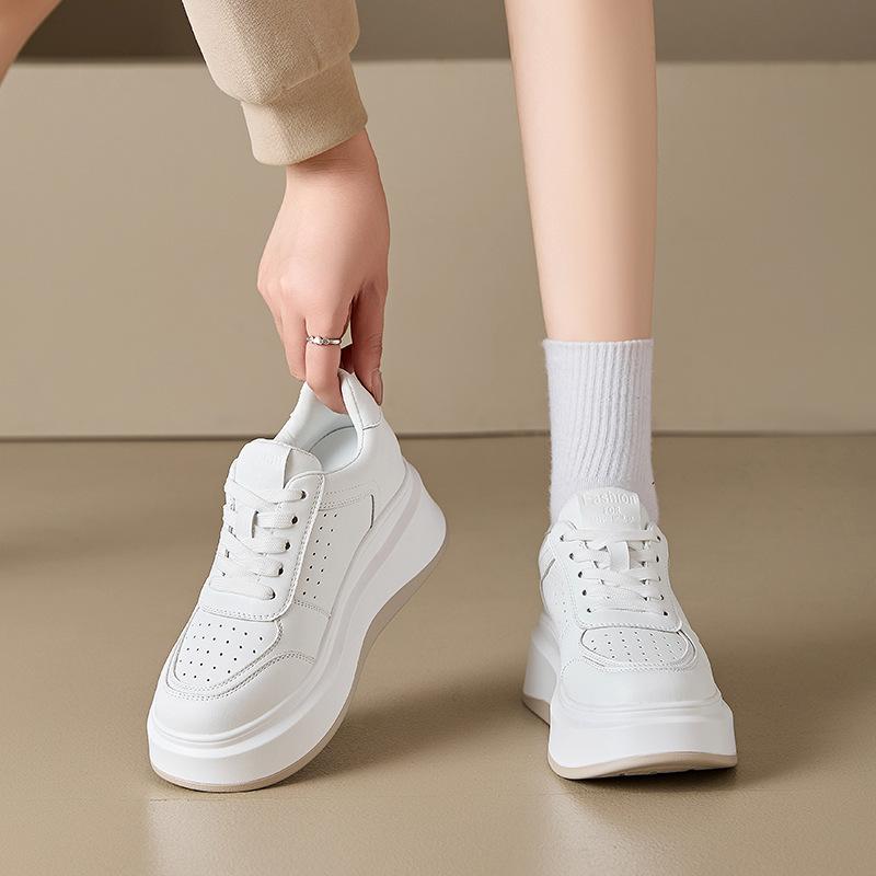 

Muffin thick-soled leather little white shoes 2025 spring and autumn new board shoes Korean version versatile fashion height-increasing casual spo 34