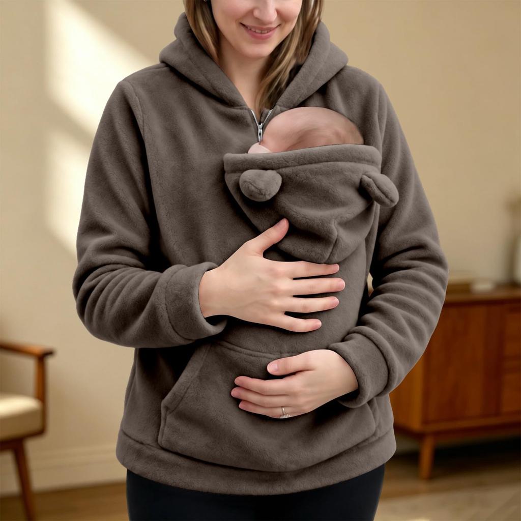 Women's Casual Oversized Half-Zip Sweatshirt with Large Front Pocket for Everyday Wear