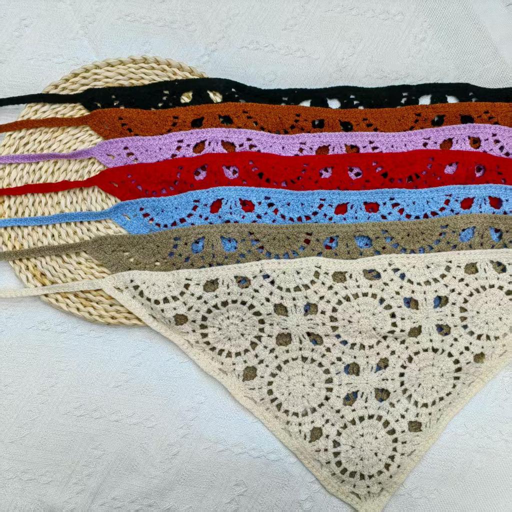 Korean Style Knitted Triangle Headscarf: Sweet Geometric Pastoral Hair Band