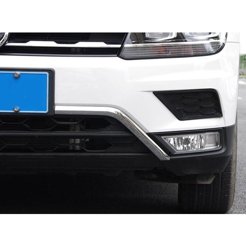 For Volkswagen VW Tiguan L MK2 2016 2017 2018   ABS Chrome Trim Front Upper Grid Grill Grille License Plate Frame Bumper