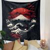 "Red Moon with Waves and Mountain Scene" Patterned Tapestry Decorative Wall Hanging, Home Bedroom Living Room Decor