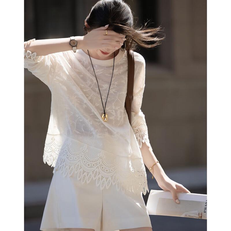 

Елегантна мереживна футболка Demana для жінок XL