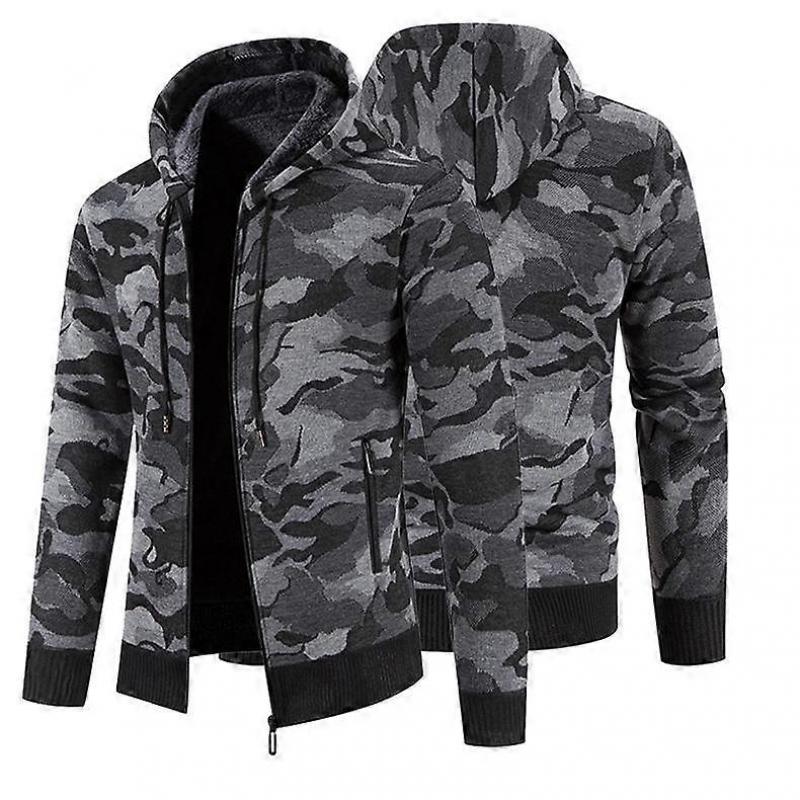 Men's Sweater Jacket Autumn and Winter New Camouflage Hooded Jacket Sweater Coat