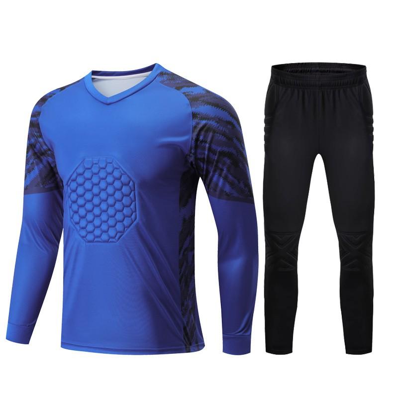 Mens Youth Goalkeeper Kit Long Sleeve Soccer Jersey Set Breathable Bamboo Fiber Uniform Training Match