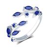 Silver 925 Women's Ring with Sapphire Cubic Zirconia - Universal Adjustable Size 925 Silver