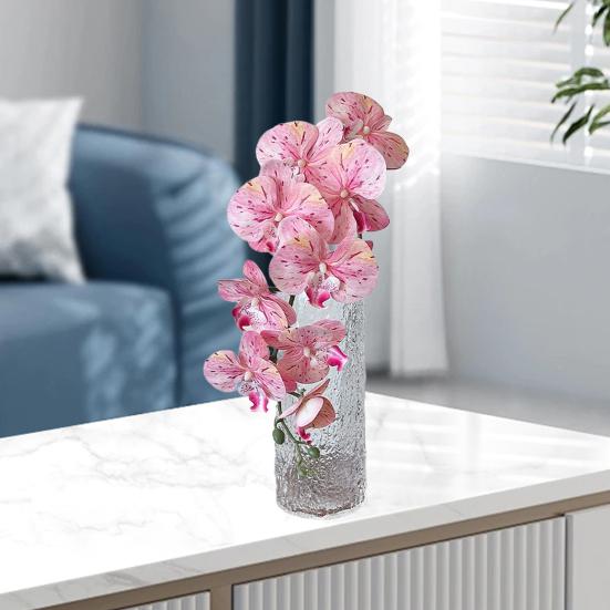 Orquídeas polilla artificiales de 9 cabezas, flores de seda falsas realistas, centro de mesa para bodas, fiestas, hogar, oficina, decoración de ramas florales de Phalaenopsis falsa