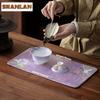 Purple Tapestry Tea Table Mats Retro Absorbent Clay Tea Mat Drink Coaster Dinner Table Cloth Mat Tableware Supplies Collection