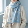 INS girly bow jacquard scarf wool blended double-sided contrasting scarf autumn and winter atmosphere temperament scarf