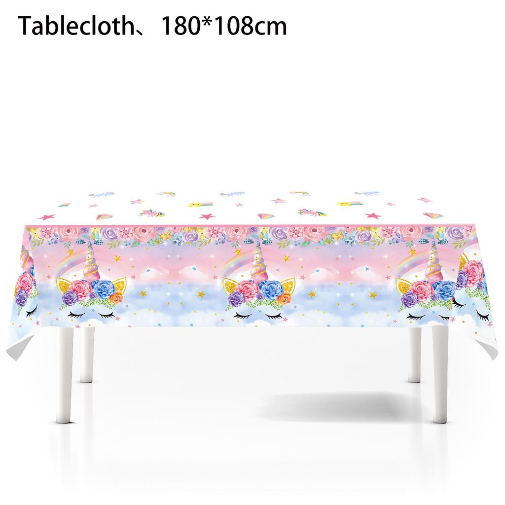 Einhorn Thema Tischdecke Partyzubehör Geburtstagsdekoration Tischdecke Einweg Pe Tischdecke Einhorn Tischdecke