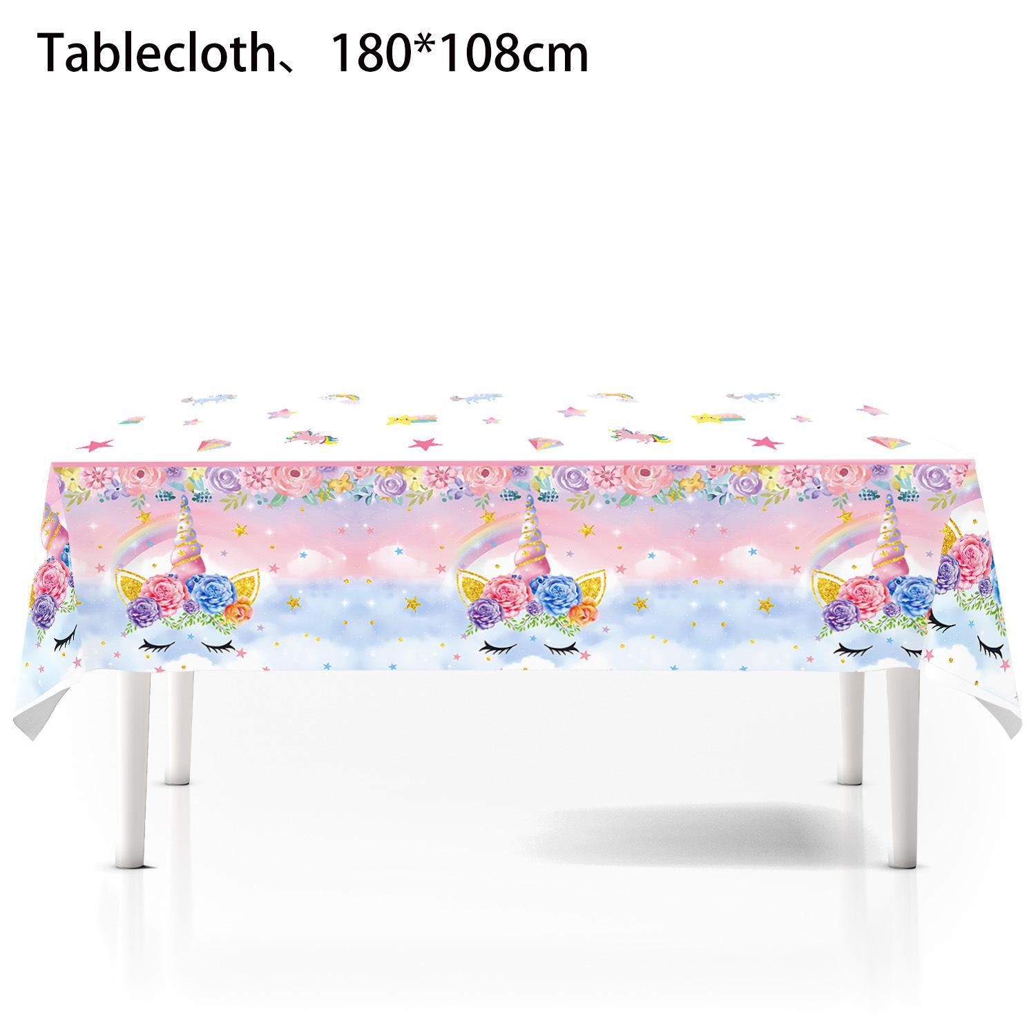 

Скатерть на тему единорогов, принадлежности для вечеринки, украшение на день рождения, скатерть одноразовая полиэтиленовая, скатерть единорог Unicorn tablecloth 108 * 180