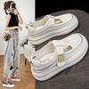 Fashion Women's Sandals Summer New Thick Bottom Anti-slip Net Cloth Covered Head Muller Shoes Casual Round Head Fashion Height Sandals