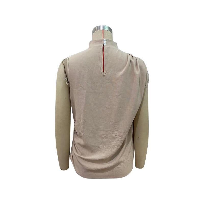 Summer New Women's Solid Color Mid Collar Women's Top Blouse