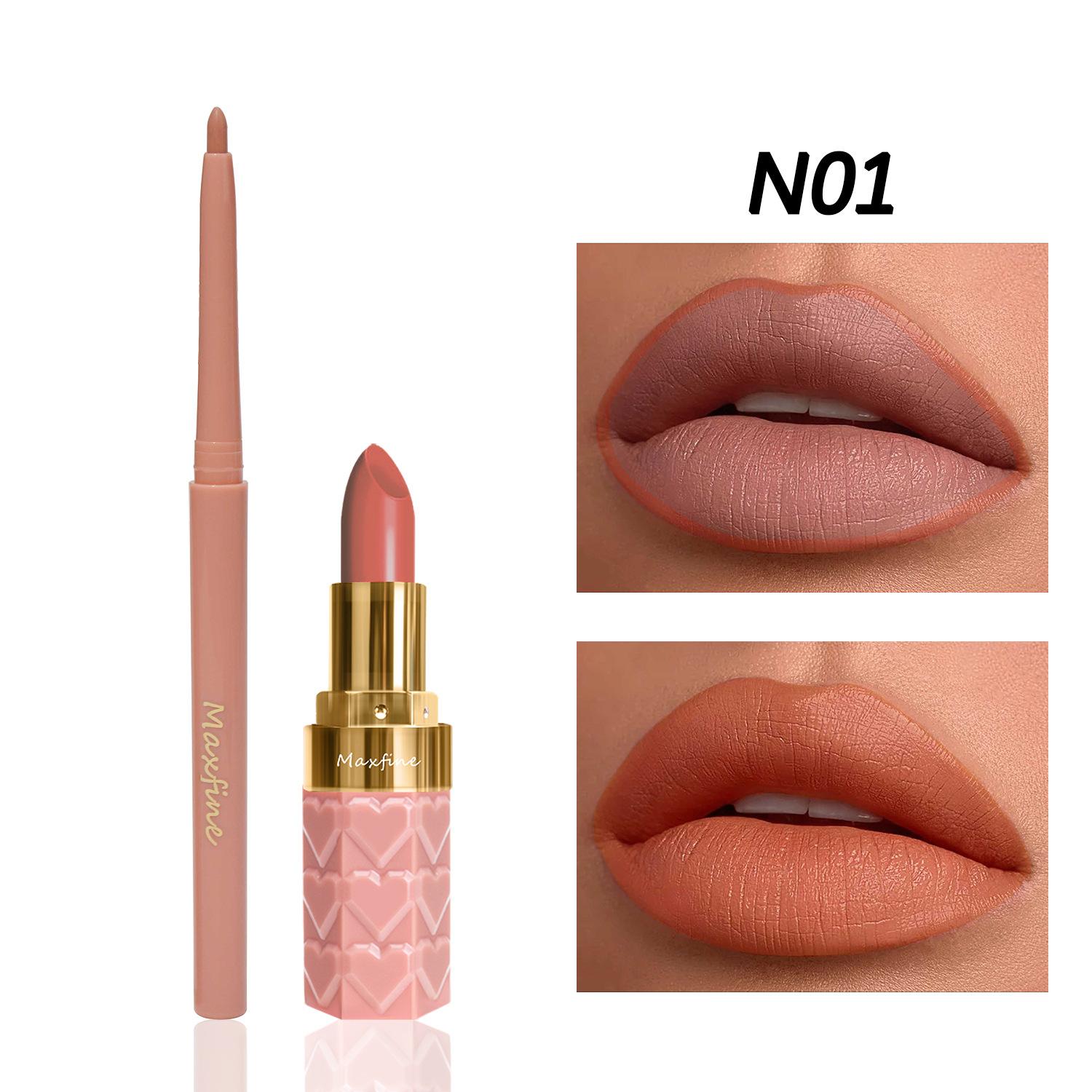 MAXFINE Lipstick Комбинированный набор подводок для губ, 18 цветов, чашка с антипригарным покрытием, натуральная матовая N01