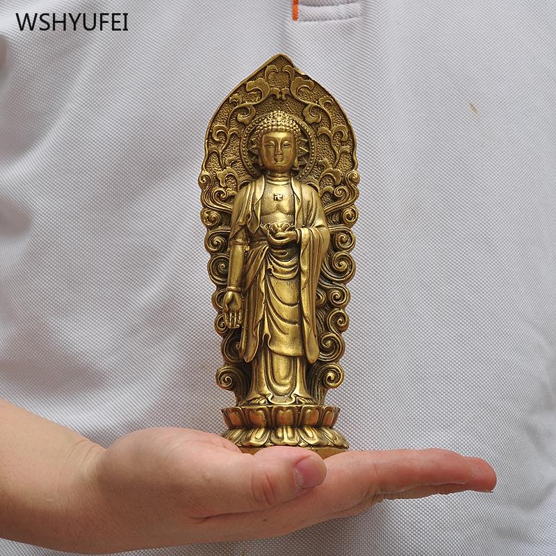 Three Saints Sculpture Metal Buddha Statue, Tibet Buddhist Temple, Home Furnishings  Ornament