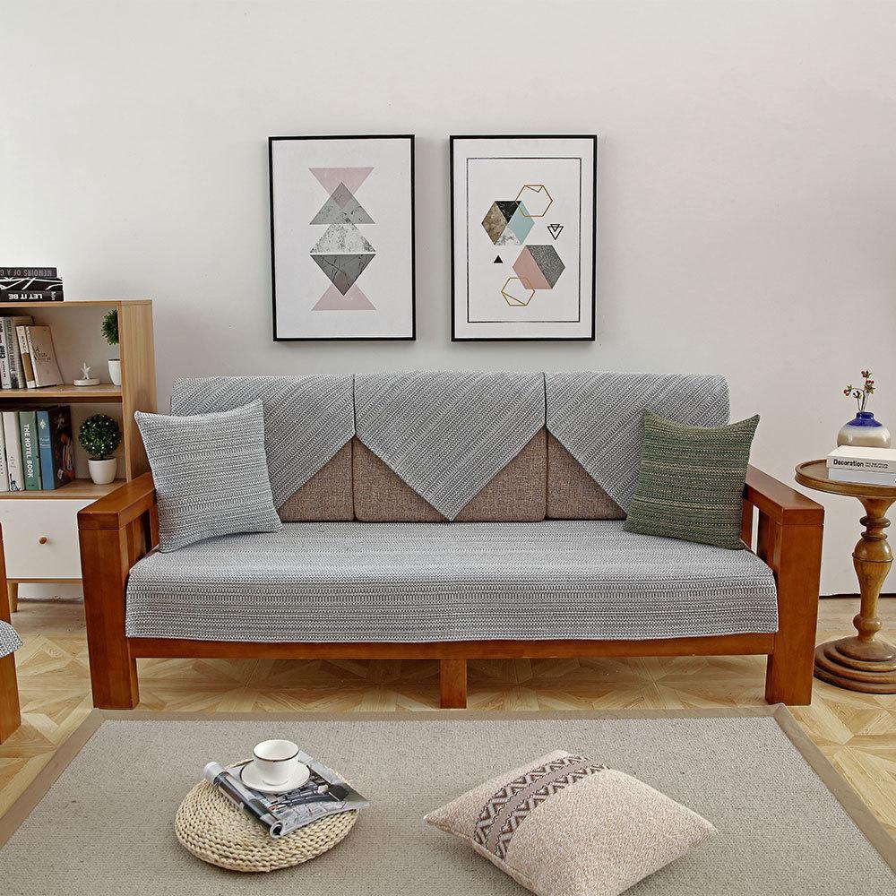 

Хлопковая плетеная складная толстая старая грубая льняная подушка для дивана, простая современная тканая подушка в горошек, нескользящая универсальная диванная подушка для четырех сезонов 90*160