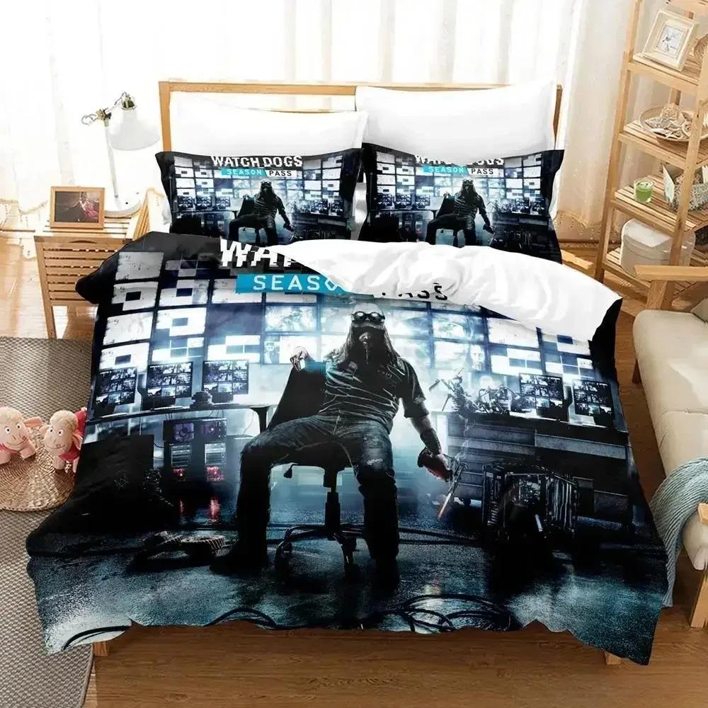 New  Watch Dogs Bedding Set Cartoon Anime three-piece set Adult Kid Bedroom Duvet cover Sets 3D Game Watch Dogs home textile