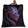 Purple Dragon Pattern Blanket Warm Flannel Blanket For Travel Camping Outdoor Picnic Blanket