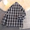 Men's Casual Double-Sided Plaid Patchwork Jacket - Stand Collar, Versatile Spring/Autumn Outerwear in American and Japanese Style