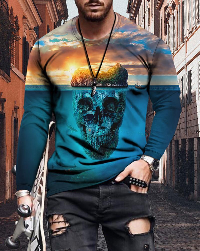 

Вулична Молодість Життєва Сила Новий Тренд Чоловічі Топи з 3D-принтом Графіті Кольори з Довгим Рукавом Кругла Горловина Футболка для Занять Спортом на Відкритому Повітрі Чоловічі Топи Футболки 6XL