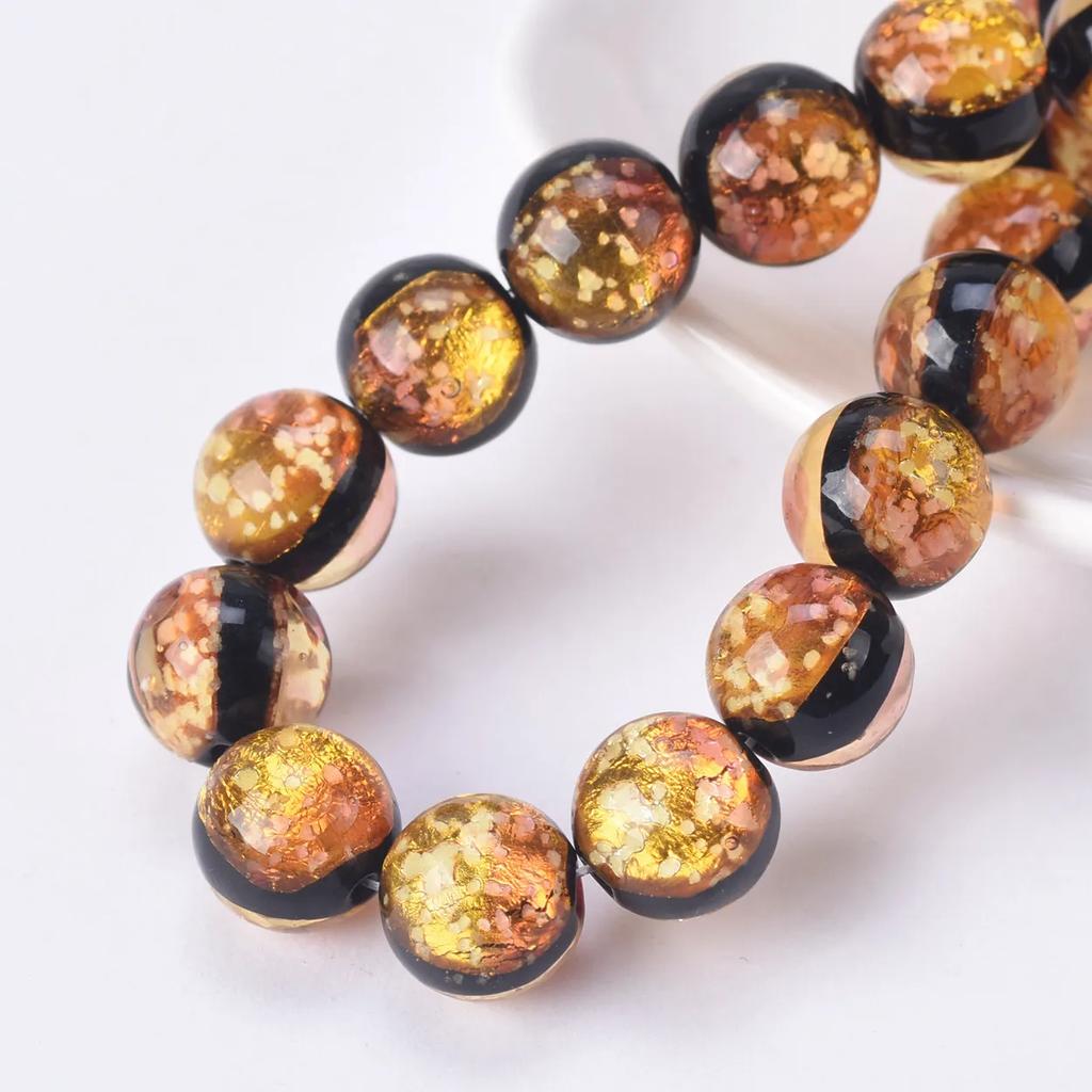 5 st Runda Självlysande 8mm 10mm 12mm Dubbelsidiga Handgjorda Lampwork Glas Lösa Pärlor för Smyckestillverkning DIY Hantverksfynd