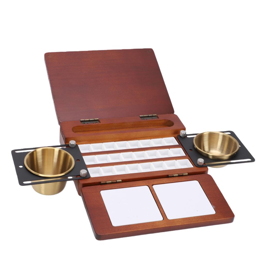 24-Fächer Leere Reise-Aquarellpalette Box Tragbare Skizzenbox mit Pinselwaschbecher zum Malen 24 Fächer