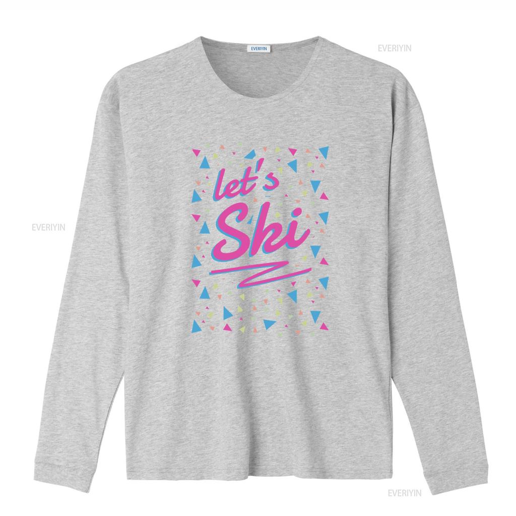 Let S Ski Women 80s Style Retro Après Snowboard Slogan T Shirt Vintage Washed Fashion Top For Everyday Wear Stretched Slightly