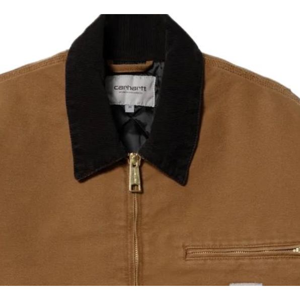Carhartt WIP FW23 Detroit Jacket Classic Vintage Letter Logo Patchwork Corduroy Collar Zip Design Distressed Casual Detroit Jacket I027358-1QB