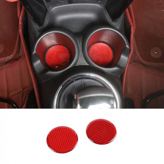 Red Carbon Fiber Car Cup Holder Pad Water Cup Mat For BMW Mini Cooper 2014-21