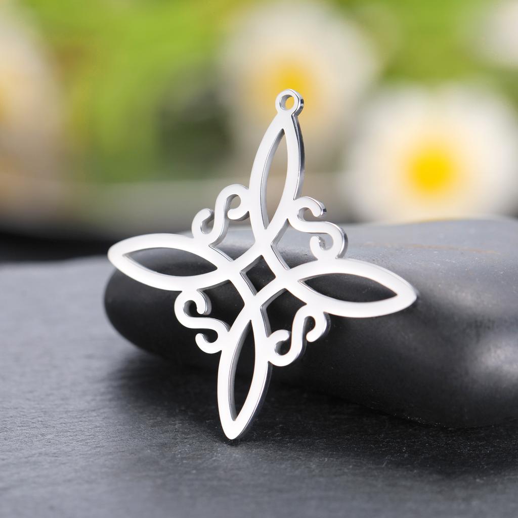 LIKGREAT 1Pcs Witch Celtics Knot Pendant Stainless Steel Wiccan Hanging Charm for Necklace Bracelet Earring Jewelry Making