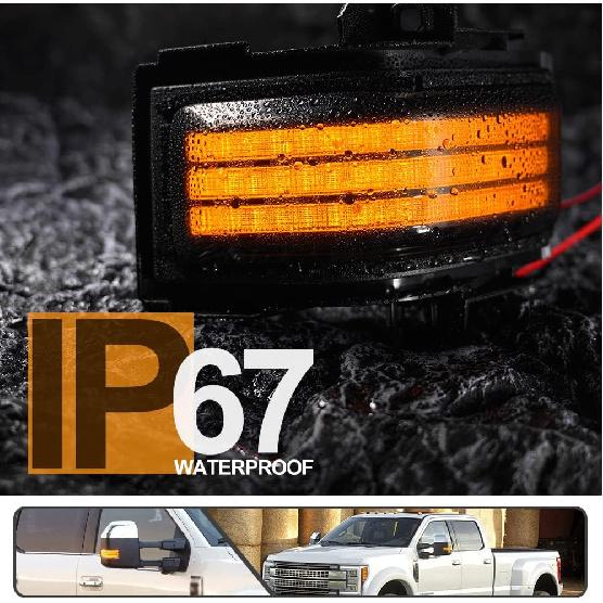 2Pcs Sequential LED Side Mirror Marker Light for Ford F150 2015-2023, F250 F350 F450 F550 Super Duty 2017-2023 Amber Dynamic Blinker Indicator Turn