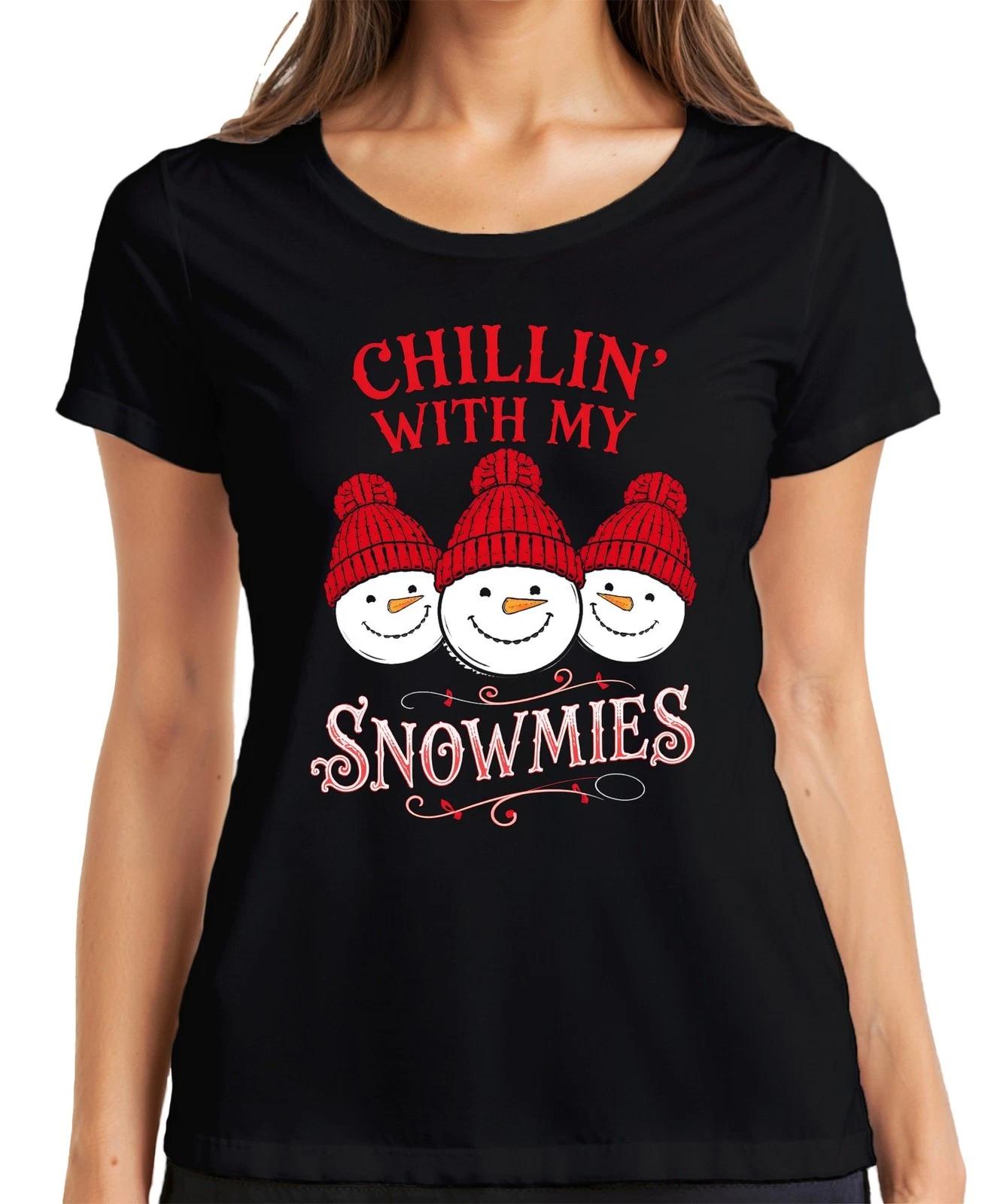 Chillin With My Snowmies Weihnachten Schneemann Winter Lustig Damen T-Shirt M