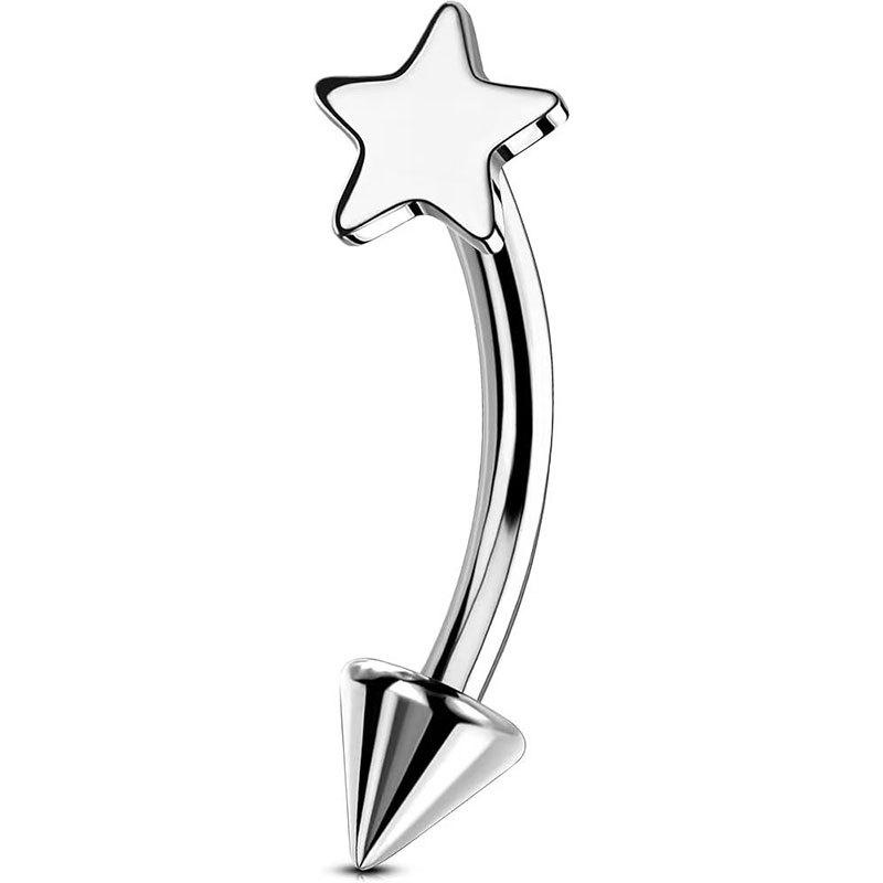 Stainless Steel Eyebrow Pins, Moon-shaped, Heart-shaped, Five-pointed Star-shaped Ear Bar Pins