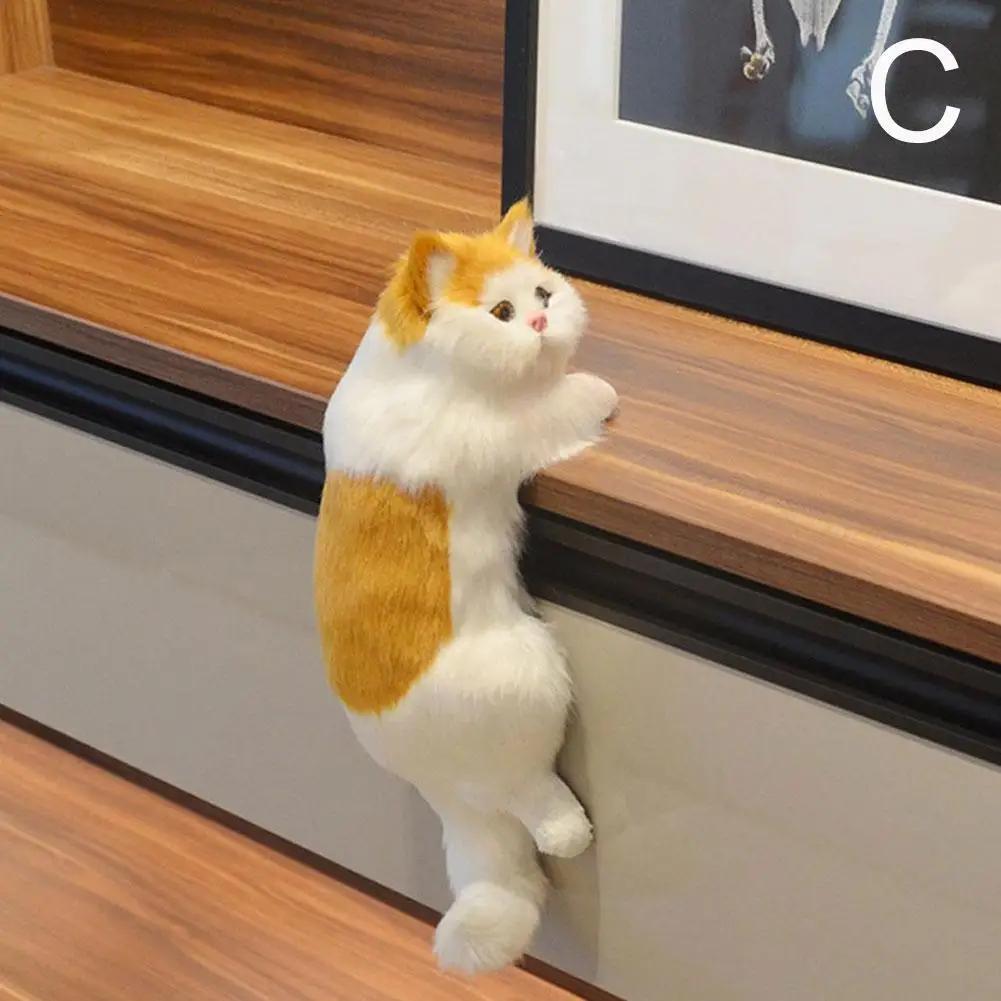 Cute Plush Simulation Cat Ornaments Stuffed Animals Figure Desktop Cats Hanging Kitten TV Realistic Furry Cabinet Deco Figu O6M3