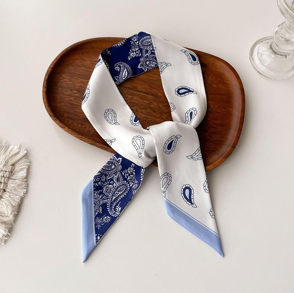 Wind Small Streamer Long Scarf Ribbon Tie Bag Versatile Decorative Headband Printed Scarf with Hand Scarf