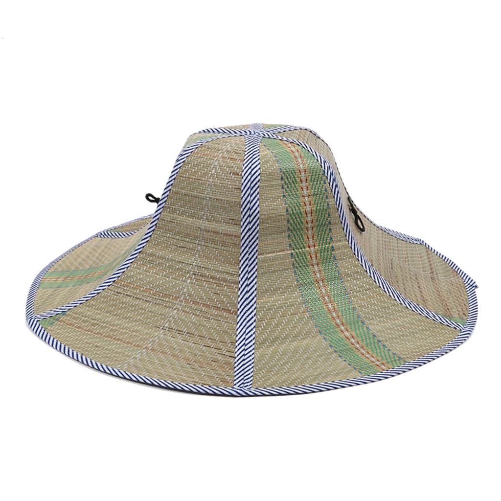 Foldable Straw Hat Fishing Sun Cap Men Women Hiking Travel Camping Sun Hats Drawstring Wide Brim Rattan Hat