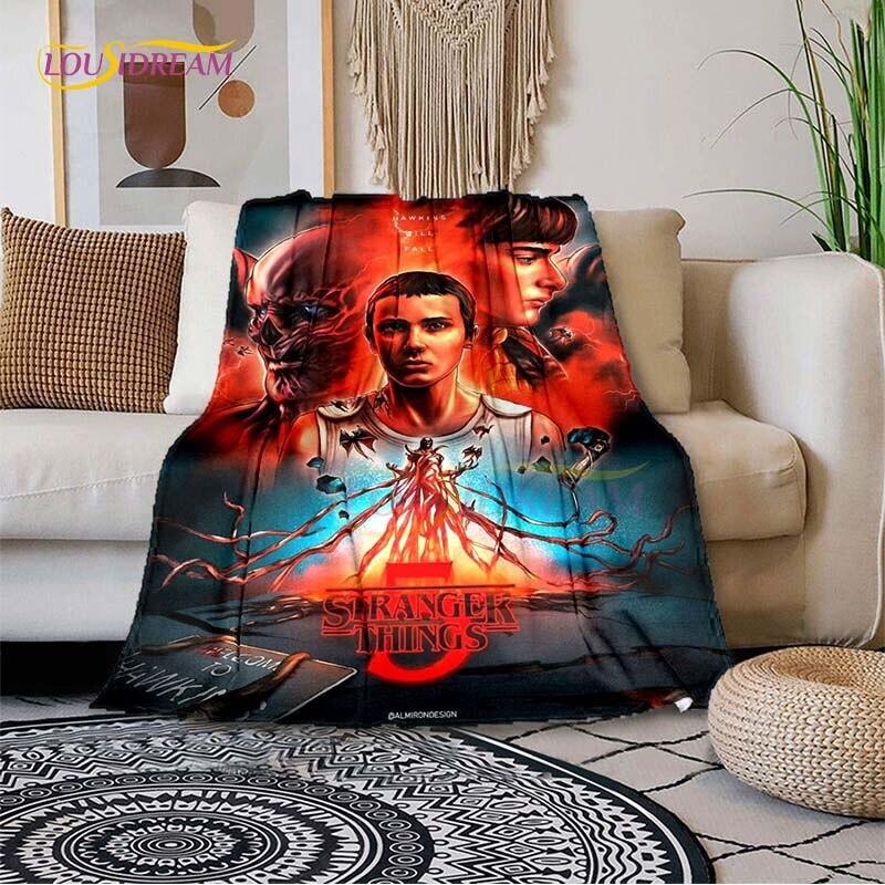 Hot Netflix Movie Stranger Things Blankets for Beds Soft Flannel Blanket Queen Size Home Decor Bedding Cover Kids Gift Picnic