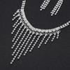 Bridal Wedding Dress Full of Diamond Earrings, Necklace Set Chain, Dinner Party Accessories, Fringed Set
