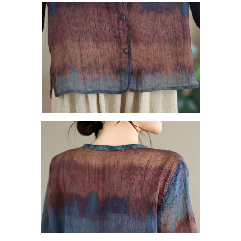 DIMANAF 2026 Summer New Plus Size Women Blouse Shirt Elegant Vintage Print Lady Tops T-Shirt Cotton Clothing