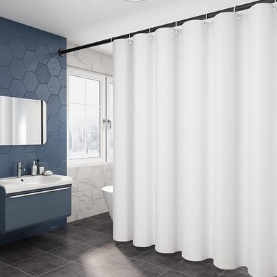 Solid Color Shower Curtain with Bottom Counterweight Waterproof Washable Bathroom Decor Shower Curtain with Hooks