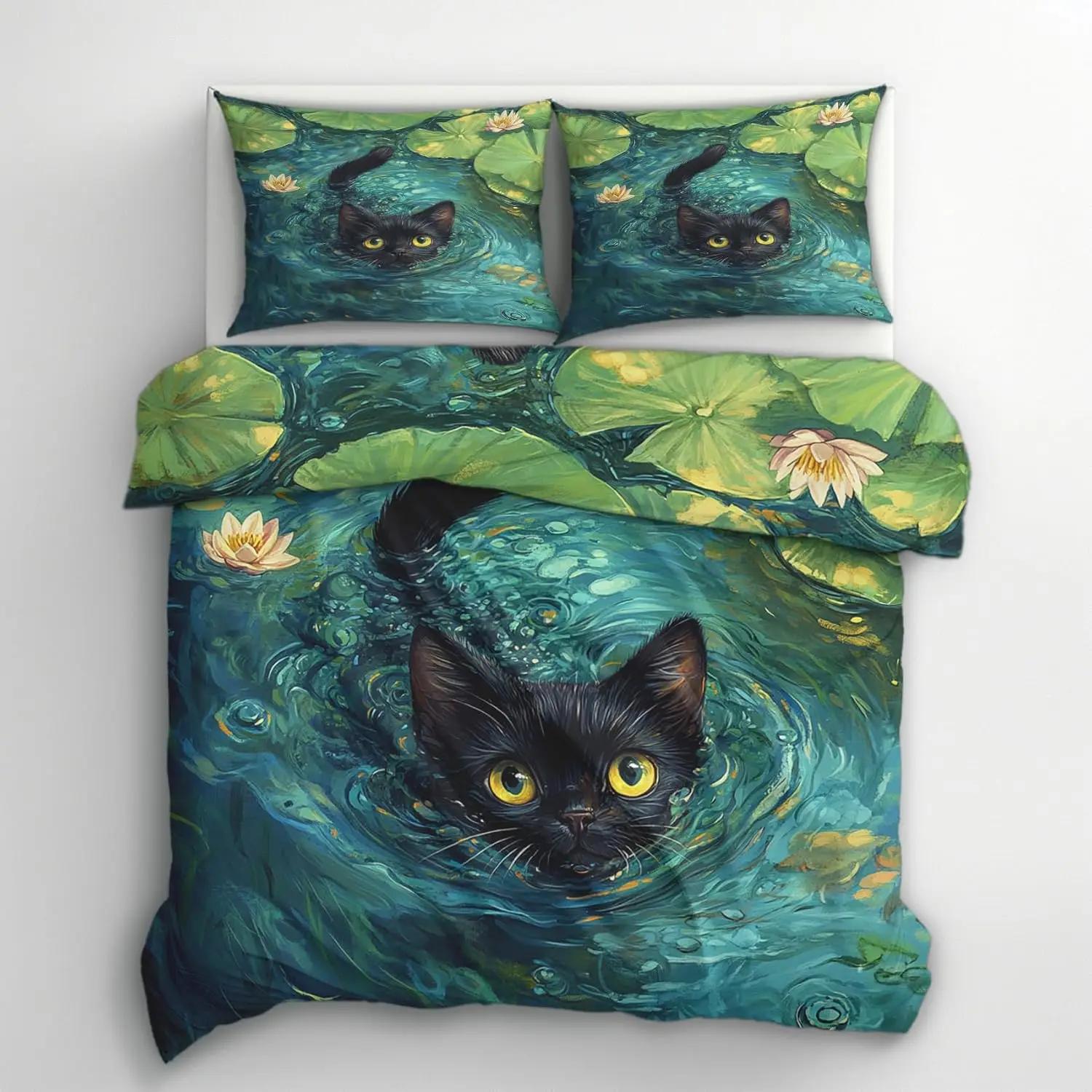 

Мультяшный Кот Бабочка Односпальный Пододеяльник Се, Милый Котенок Детский Постельный Набор Декор Спальни, Супер Мягкий Микрофибровый Комплект Пододеяльника 90x200cm 2pcs&Duvet Cover