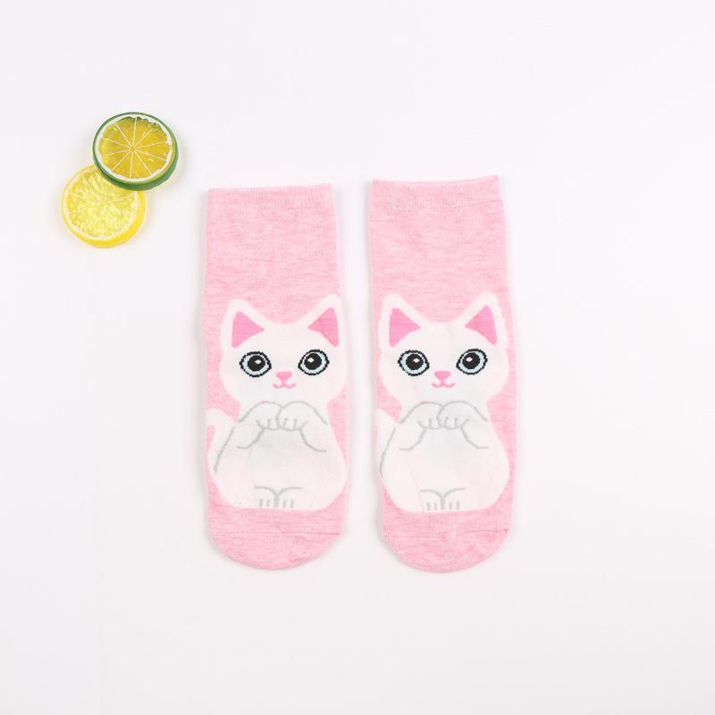 

1-5 пар мультяшных носков до середины икры с котиками, осенне-зимние, корейские модные женские носки, дышащие и влагоотводящие, модные EU 35-39