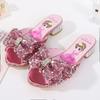 Girls' High-heeled Cool Slippers Summer New Children's Princess Crystal Shoes Medium and Older Children's Beach Shoes