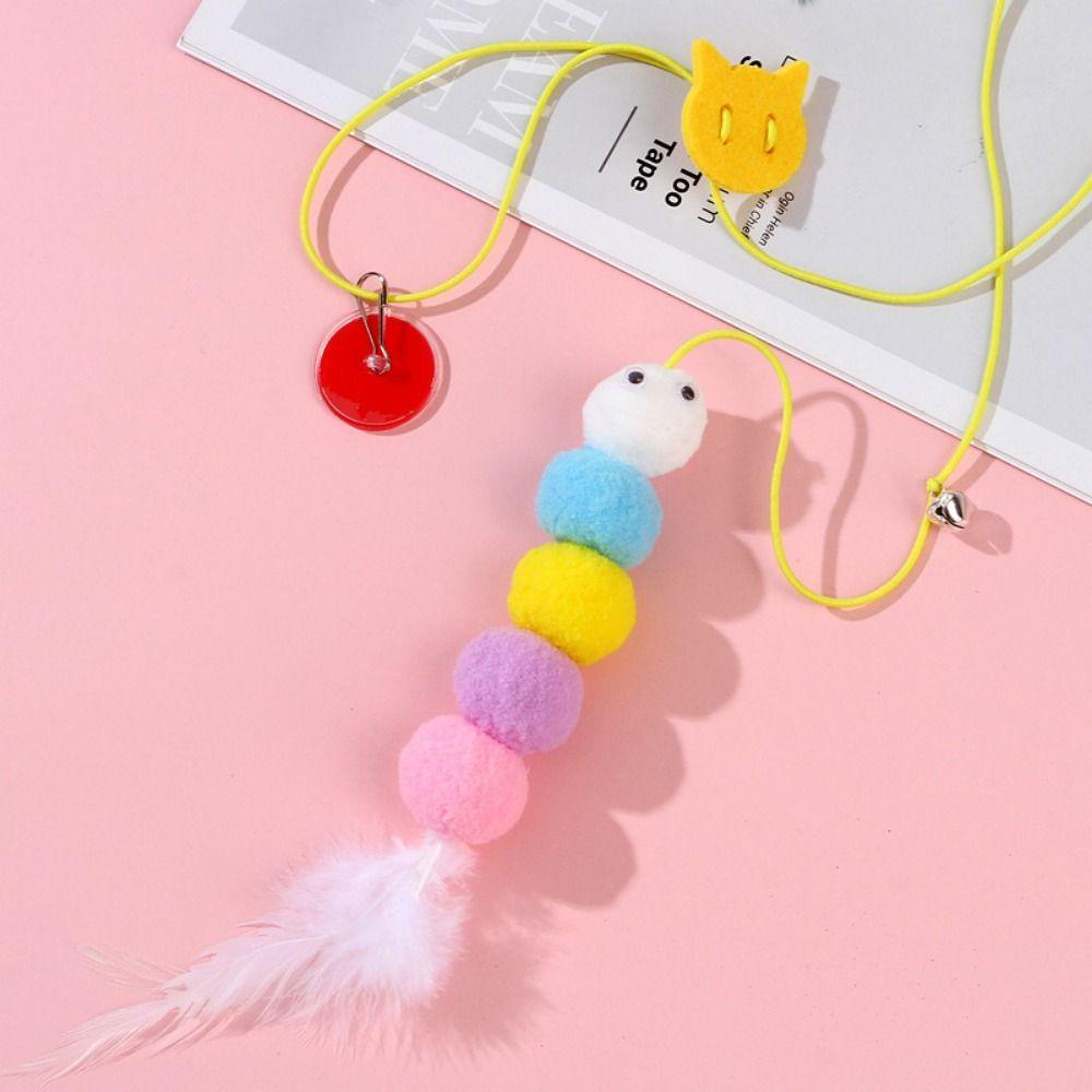 

Cute Relieve Boredom Kitten Teaser Wand Door Hanging Cat Toy Interactive Cat Toy Cat Swing Toy feather caterpillar