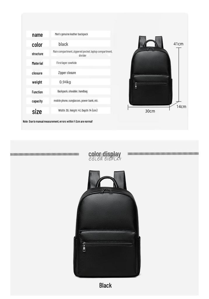 Premium Cowhide Leather Business Backpack: Unisex Design for Work, Travel, and Commuting