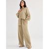 Women's Casual Long Sleeve Shirt and Wide Leg Pants Set In Multi Colors