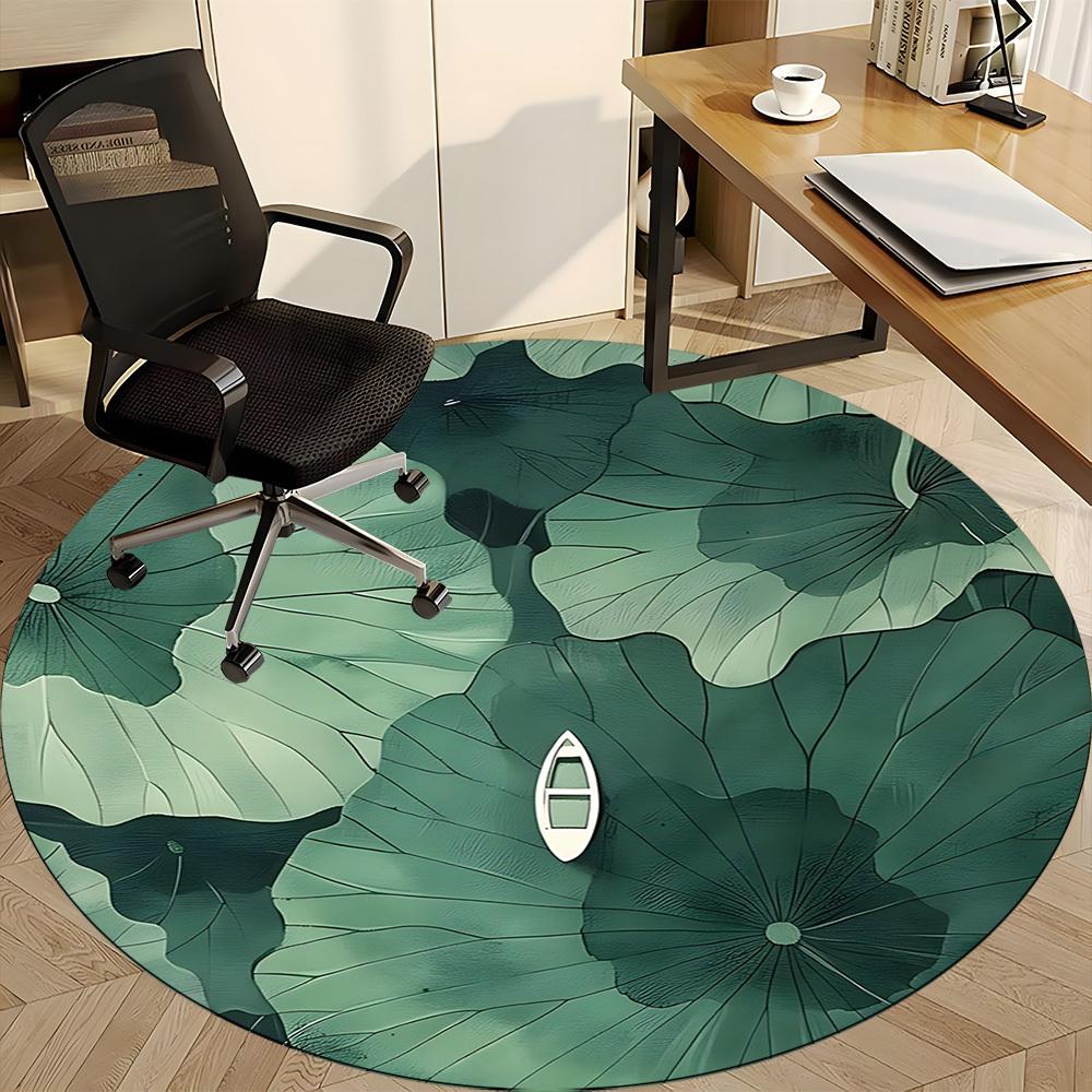 1pc Lotus Leaf Boat Office Round Area Rug, Indoor Mat Suitable For Office, Under Office Chairs Bedroom Living Room Home Decor, Room Deco