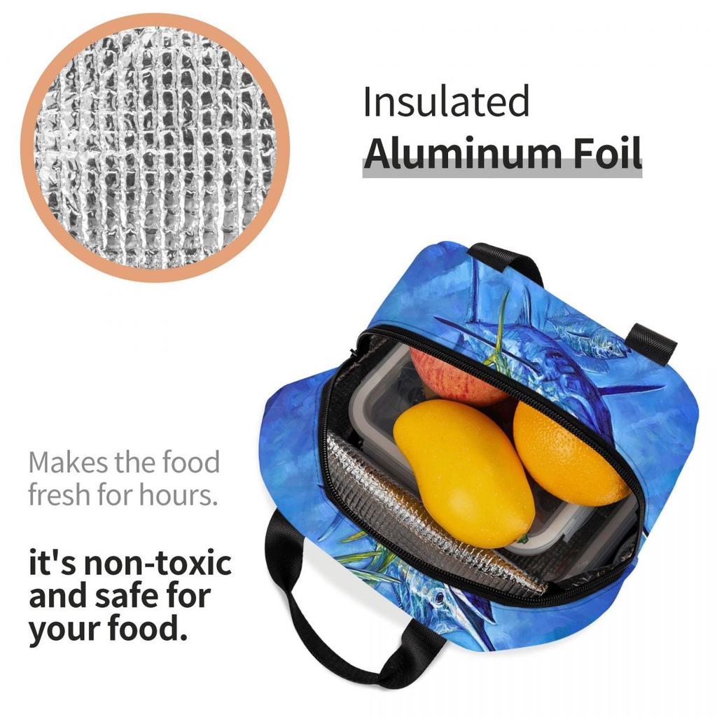 Dorado, Marlin, And Tuna Insulated Lunch Bag for Women Office Cooler Thermal Food Box Tote Leakproof Lunch Boxes Container
