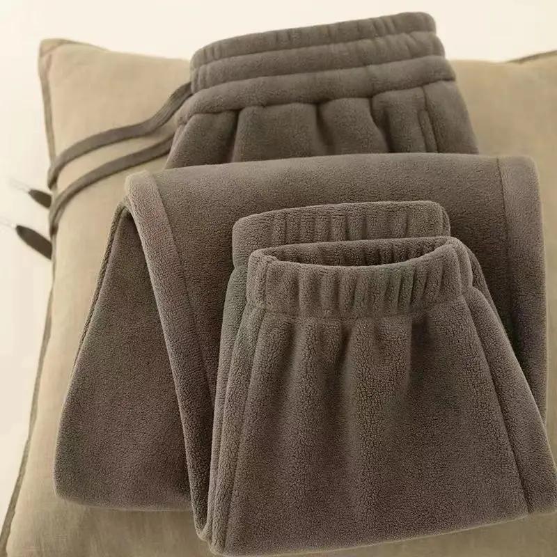 Men Casual Pants Plus Velvet Thicker Drawstring Solid Keep Warm Outwear Ankle-tied Winter Sporty Baggy Trousers Male Fashion